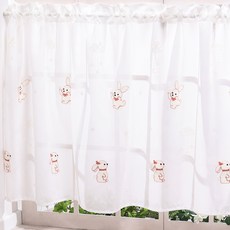 고급 자수 귀여운 이미지 토끼 강아지 바란스커튼 주방바란스