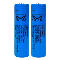 탑셀 18650 배터리 2000mAh 리튬이온 건전지 KC인증 보호회로 과전압 방지 충전지 밧데리, 1개, 2개입
