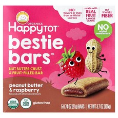 Happy Family Organics Tot® Bestie Bars™ 땅콩 버터 & 라즈베리 바 5개 각 21g(0.74oz) Organics (해피 패밀리 오가닉, Happy Family Organics, Tot®,, 1개, 21g