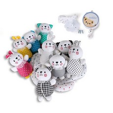 꿈나라 곰토끼 더블 모빌 + 수동 오르골 세트, mixed colors, 3개