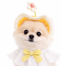 디위닉 강아지 꽃모자 고양이 반려묘 반려견 애견 코스튬 귀여운 촬영 소품튬, 1개, 옐로우