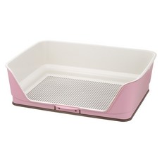 日本 利其爾 圍牆網狀狗便盆 L型防噴尿 公狗專用 狗廁所 Richell, 淺粉,大【長64.6x寬47.4x高19.3】, 1個