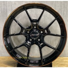 土城輪胎王 類G025 台灣製造 18吋鋁圈 5/100 5/108 5/112 5/114.3 FORESTER適用, 1個, 亮黑古銅邊