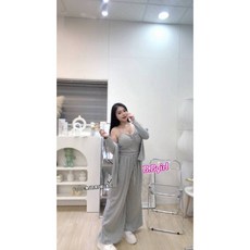 雪莉小姐 中大尺碼氣質性感套裝：細肩排扣內杯背心上衣、外套、高腰修身綁繩寬褲 65-100kg適穿 四色現貨