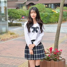 교복몰 (대여) 긴팔 인디고 마린 체크 세라복졸업사진