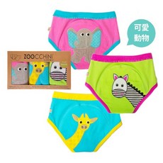 ZOOCCHiNi 女童尿布訓練褲 3入組 - 可愛動物學習褲, 可愛動物8001, 1套
