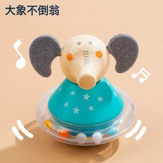 DFMEI 木製套塔兔子塔不倒翁 木製玩具積木搭建寶寶幼兒童益智不不倒翁, 1個, 小象不倒翁:如圖