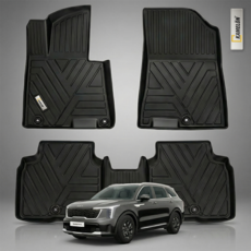 티오피 TPE 자동차 매트 발판 카매트, 02_기아, 쏘렌토 하이브리드 6인 2020~ 블랙