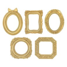 ERESGREAT 미니 블랙 프레임 작은 그림 액자 테이블 탑 데코 빈티지 블랙 프레임 냉장고용 자석 그림 프레임 빈티지 프레임 세트 크리스마스 장식 (5개 블랙), Gold