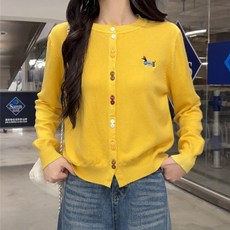 투니스 여성 자수 루즈핏 긴소매 니트 가디건