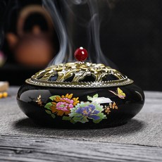 大號夏季蚊香爐大號盤香爐防蚊艾草香爐牡丹荷花香爐擺件, 1個