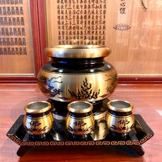 雙色金邊雙龍爐 漢式杞桌 大三佛杯整組 祭祀用品 祖先供奉 雙龍爐 杞桌, 1個