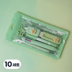 구디백 답례품 학생 생일 선물 7종 학용품 문구 세트, 그린, 10세트