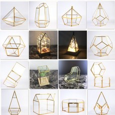 北歐風現代幾何玻璃花房永生花玻璃罩花盒蠟燭臺 家居裝飾擺件, 森林系燭台,中