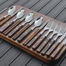 매드독캠프 캠핑 4인 커트러리 세트 스테인리스304 원목 수저세트, 1개