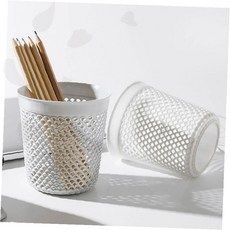 원형 매쉬 펜꽂이 사무용품 정리함 책상 수납 홀더 화이트 그물망 디자인, 1개, 그레이