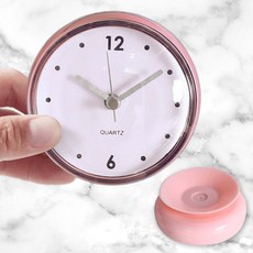 쿠시드 흡착형 욕실 방수시계 아날로그 화장실 심플 시계, 1개, 핑크