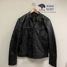 Superdry 極度乾燥 Cafe Racer 騎士 真皮外套 黑色, 黑色,M, 1個