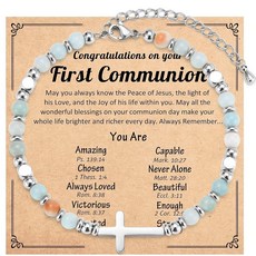 JEIKTO 소녀를 위한 첫 영성체 선물 십대 팔찌 주얼리 소녀 대녀 딸 손녀 조카딸을 번째 성찬식 장식 기독교 가톨릭 선물 255633