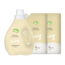 nac nac 天然酵素嬰兒洗衣精1罐+2補充包，溫和不刺激，深層潔淨，呵護寶寶肌膚, 3.2L, 1個