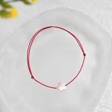 별 포인트 빨강 레드 행운 실 자개 팔찌 매듭 레이어드 끈 부적 소원 우정, 단품, 1개