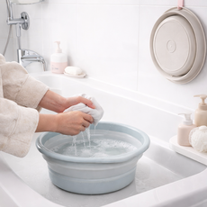 유즈오 접이식대야 접히는대야 욕실세수대야, 블루, 1개