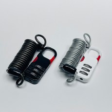 파크라이프 2 in 1 원터치 슬림 와이어 스프링 3단 다이얼 자물쇠 화이트 1개 & 블랙 1개