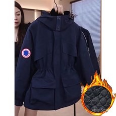 衝鋒外套 防風防水刷毛保暖短版棉服外套 女款寬鬆時尚百搭