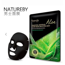natureby 原礦炭男士面膜，深層清潔毛孔，控油保濕，改善粗糙膚質，打造清爽自信肌膚, 1個, 蘆薈 25g