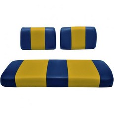 야마하 G-2/G-9 골프카트용 시트 커버 교체 - 전면 벤치 프리미엄 마린 비닐 5개 패널 스티칭 스테이플로 고정하는 설치 방식 투톤 골프카트 화이트, 금색 & 파랑