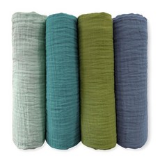 SwaddleDesigns 면 모슬린 포대기 담요 4개 세트 남아 및 여아용 속싸개 최고의 샤워 선물 116.8 x 116.8cm46 46인치 핑크 플로럴 163843, Cascadia