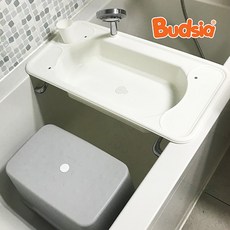 버드시아 유아 세면대+욕실의자(디딤대), 세면대:아이보리+욕실의자:청보라