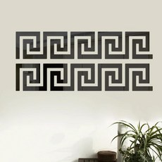 아크릴 자기 벽장식 스티커 거울 침실 가장자리 스트립 코너 라인 건물 테두리 홈 오피스 장식, 8. Black B / B. 10pcs 10x10cm