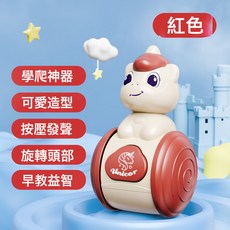 DFMEI 獨角獸滑行不倒翁早教學爬行兒童安撫平衡慣性車益智訓練玩具, 1個, 【紅色】獨角獸滑行不倒翁  英文彩盒:如圖