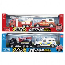 경찰차 소방차 미니카 장난감세트 다이캐스트 장난감, 1개, SOS 경찰차 세트