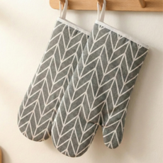 모던데이 열차단 오븐 주방 장갑 2개입, 1세트, 그레이