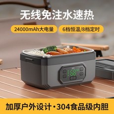 物克USB電熱飯盒 免插電免注水 戶外露營野餐上班族學生飯盒便當, 1個, 大型升級款【升級電量+矽膠密封+無聲0