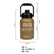 棲野Cheer 戶外露營保溫保冷冰桶水壺2L大容量，持續24小時保溫箱冰桶，露營保冷保溫必備, 1個, 2L冰桶卡其色