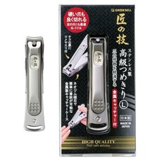 GREEN BELL 匠之技 不鏽鋼高級指甲剪 (日本製造), 1個, G-1116 手指甲剪L（有收集盒）