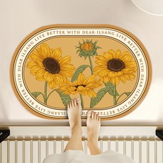 빨아쓰는 4세대 규조토 발매트 북유럽풍, 1개, 해바라기