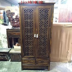 小o結緣館 仿古雞翅木二門二抽窗花收納櫃, Brown, 2