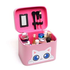 화장품 가방 휴대용 귀여운 여성용 보관 상자, 샤오 마오 스퀘어 박스-핑크 대형