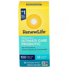 Renew Life Ultimate Flora Care 프로바이오틱 1000억 30개, Renew Life, Ultimate Flora Car, 1개, 30정