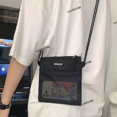 出國防盜證件包 旅行錢包 掛脖包斜挎包男ins潮小包原宿帆布單肩包文藝男學生潮流韓版街頭包包女頸掛包, 黑色高品質,單包