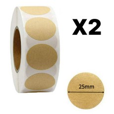 빅쓰리몰 원형 라벨 방수 봉인 포장용 실링 롤 스티커, 2개, 크라프트 원형 스티커 25mm 500P
