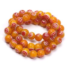 쥬얼리 제작용 무라노 램프워크 꽃 원형 유약 유리 구슬 DIY 팔찌 목걸이 수제 공예 액세서리 46 개 8mm, 8mm 46pcs, C05733, 46개