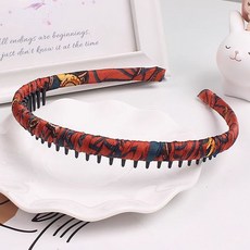 프린팅 빗살 헤어띠 머리띠 밴드 헤어 플라스틱 여성 귀안아픈 천 얇은