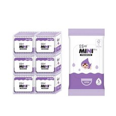[순둥이] 미니 프리미엄 아기물티슈 휴대용 5매 60팩 (P-6Mini), 60박스