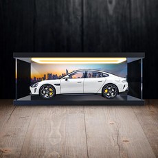 亞克力迴型燈展示櫃 適用小米SU7車模1:18汽車模型鋅合金仿真模型 交換禮物, 1個, 衚桃木色底座開門款,30x15x10cm（僅展示盒）