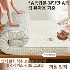 천연 라텍스 메모리폼 수면 쿠션 침실 패드, 1cm, 두께약5cm 판타지 화이트 A급 원단